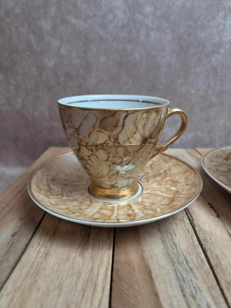 Karolina porcelain cup & bowl set – gold marble decor – Made in Poland – photo 2